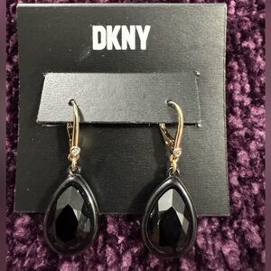 DKNY Black and Gold Teardrop Earrings